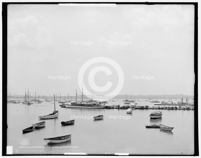 Yacht anchorage and club houses, South Boston, Mass., c1906. Creator: Unknown.