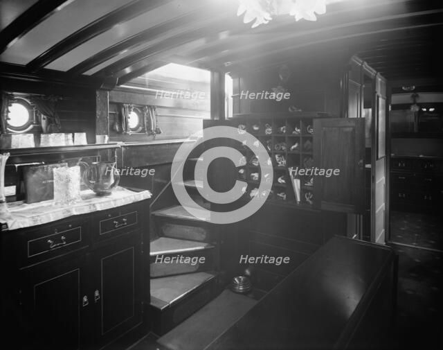 Yacht Althea, cabin showing buffet, between 1907 and 1915. Creator: Unknown.