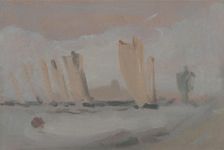 Yacht Racing on the Solent, ca. 1827. Creator: Unknown