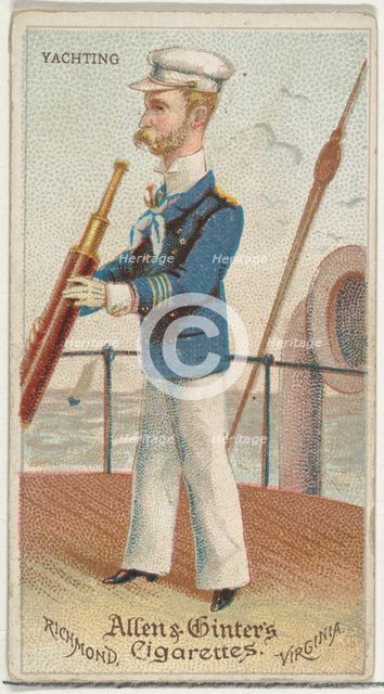 Yachting, from World's Dudes series (N31) for Allen & Ginter Cigarettes, 1888. Creator: Allen & Ginter.