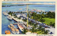 Yachts at anchor in Biscayne Bay, Miami, Florida, USA, 1938