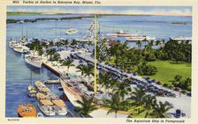 Yachts at anchor in Biscayne Bay, Miami, Florida, USA, 1938