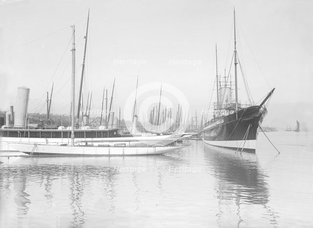 Yachts lying up at Cowes. Creator: Kirk & Sons of Cowes.