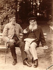 Yakov Polonsky and Afanasy Fet, Russian poets, c1890. Artist: Sergei Dmitrievich Botkin