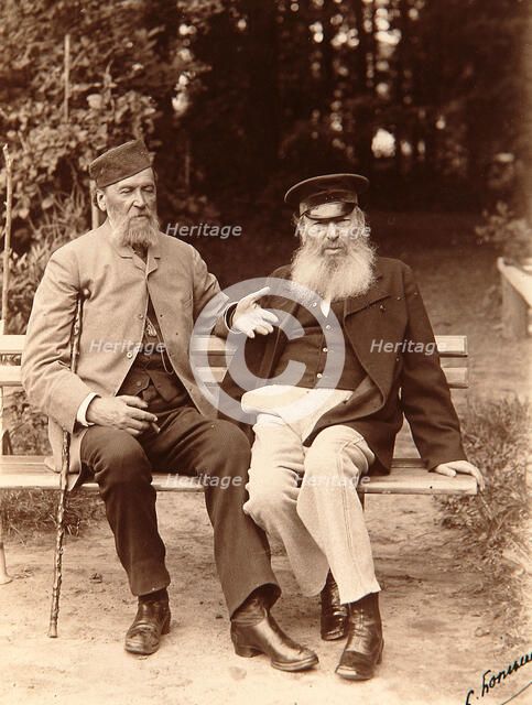 Yakov Polonsky and Afanasy Fet, Russian poets, c1890.  Artist: Sergei Dmitrievich Botkin