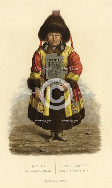 Yakut Woman in Rich Folk Attire, 1856. Creator: Ivan Dem'ianovich Bulychev.