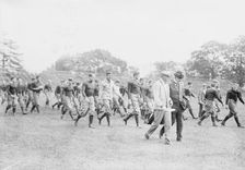 Yale Squad coming on field, Bomeisler, Spalding, Mack, Dr. Bull, between c1910 and c1915. Creator: Bain News Service