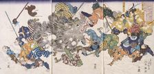 Yamamoto Kansuke Kills the Wild Boar, 1868. Creator: Tsukioka Yoshitoshi