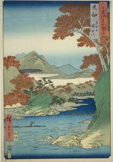 Yamato Province: Tatsuta Mountain and Tatsuta River (Yamato, Tatsutayama, Tatsutagawa), fr..., 1853. Creator: Ando Hiroshige