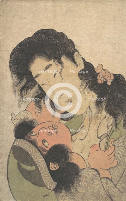 Yamauba Playing with the Young Kintoki, ca. 1795. Creator: Kitagawa Utamaro.