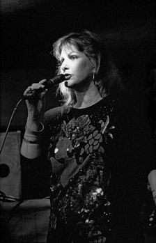 Yana Purim, Bass Cleff, Hoxton Square, London, Aug 1990. Creator: Brian O'Connor