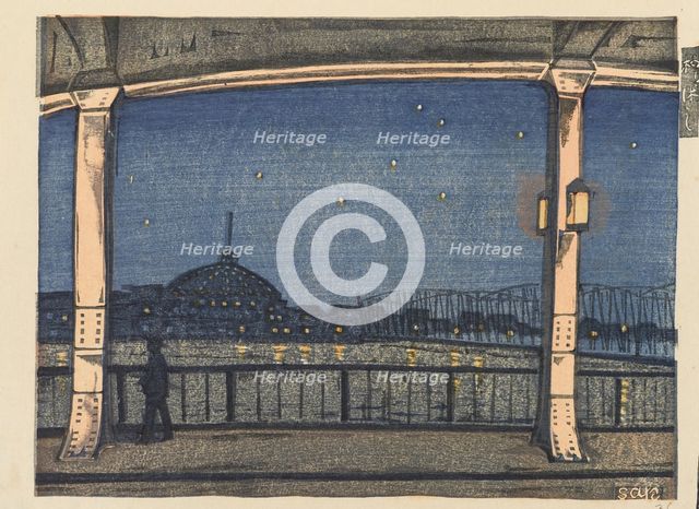 Yanagibashi Bridge, 1929. Creator: Sakuichi Fukazawa.