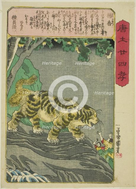 Yang Xiang (Yo Kyo), from the series "Twenty-four Paragons of Filial Piety in China...", c. 1848/50. Creator: Utagawa Kuniyoshi.
