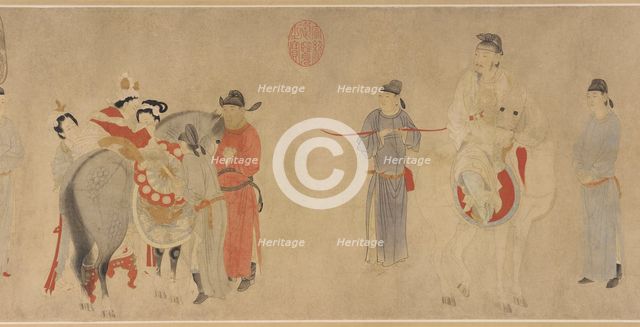 Yang Guifei Mounting a Horse, Emperor Xuanzong on horseback.