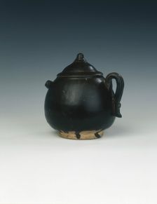 Yaozhou black glazed Cadogan pot, Jin dynasty, China, 1127-1234. Creator: Unknown