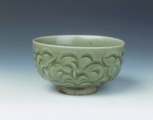 Yaozhou celadon bowl with carved peonies, Northern Song dynasty, China, 11th century. Creator: Unknown
