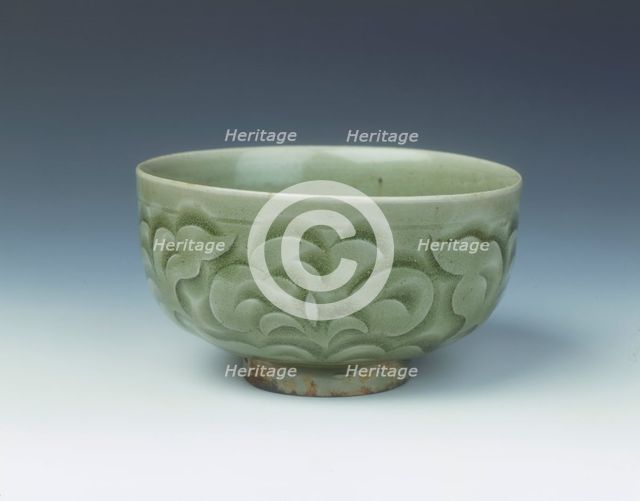 Yaozhou celadon bowl with carved peonies, Northern Song dynasty, China, 11th century. Creator: Unknown.