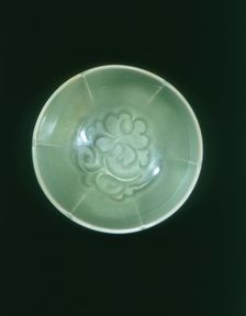 Yaozhou celadon bowl with peony design, Jin dynasty, China, 1127-1234. Creator: Unknown