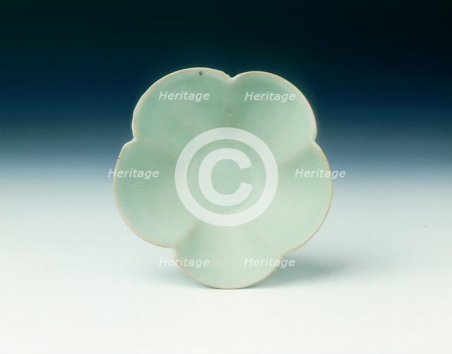 Yaozhou celadon five-lobed bowl, Five Dynasties, China, 10th century. Creator: Unknown.
