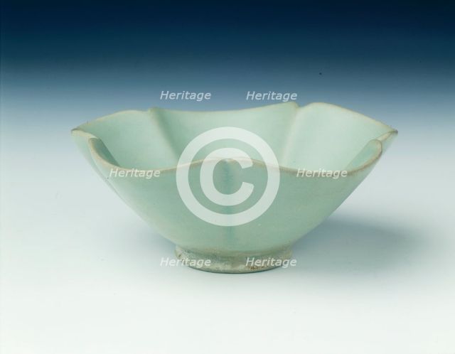 Yaozhou celadon five-lobed bowl, Five Dynasties, China, 10th century. Creator: Unknown.