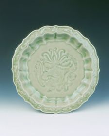 Yaozhou celadon saucer with moulded and carved floral decoration, Jin dynasty, China, 12th century