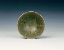 Yaozhou celadon six-lobed bowl, early Jin dynasty, second quarter of 12th century. Creator: Unknown