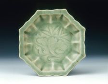 Yaozhou hexagonal celadon dish with lotus, late Northern Song-Jin dynasty, China, 1050-1150