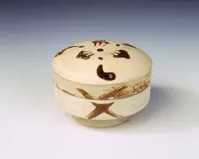Yaozhou stoneware covered box, late Tang dynasty, China, 9th century. Creator: Unknown