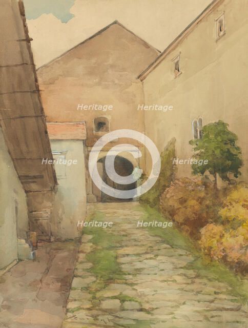Yard with cobbled path, 1923-1928. Creator: Ludovit Cordak.
