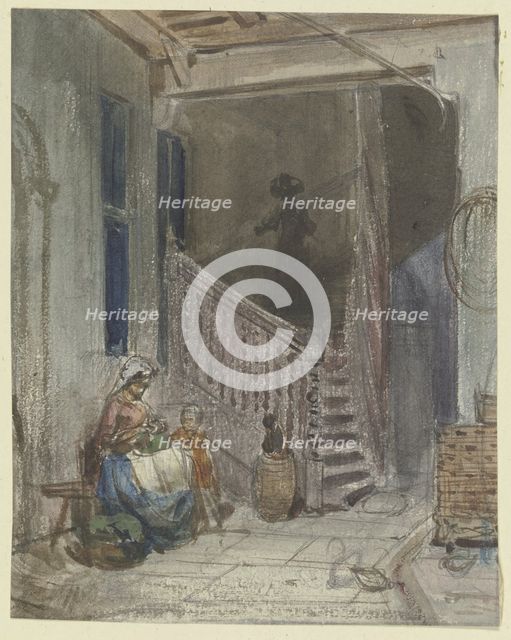 Yard with staircase, 19th century. Creator: Philipp Rumpf.