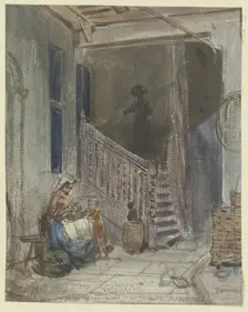 Yard with staircase, 19th century. Creator: Philipp Rumpf