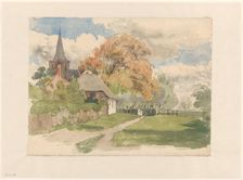 Yard at a village church, 1845-1925. Creator: Julius Jacobus van de Sande Bakhuyzen