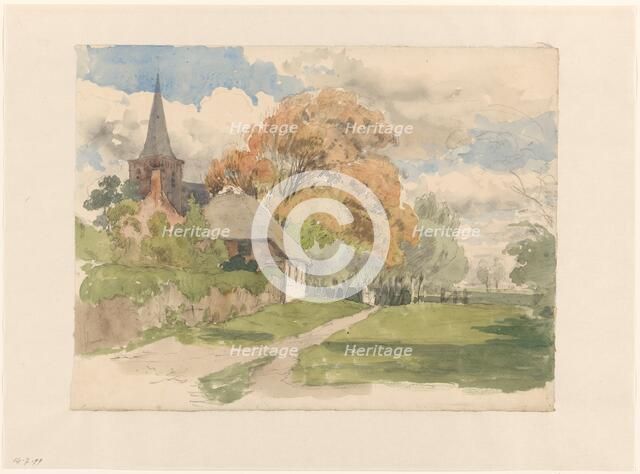Yard at a village church, 1845-1925. Creator: Julius Jacobus van de Sande Bakhuyzen.