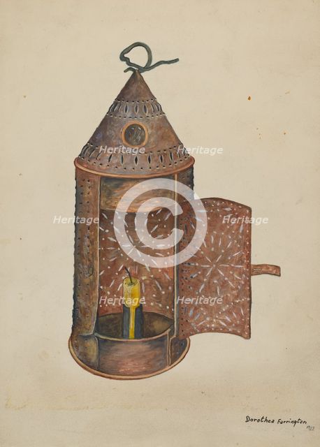 Yard Lantern, 1937. Creator: Dorothea A. Farrington.