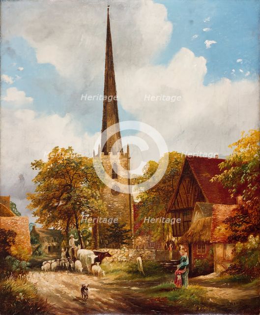 Yardley Church and School, 1900.  Creator: E Watts.