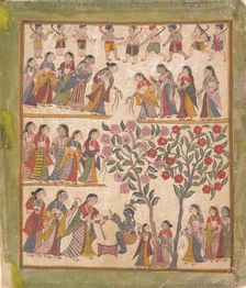 Yashoda Binds Krishna’s Hands: Page from a Dispersed Bhagavata Purana Manuscript , 1640-50. Creator: Unknown