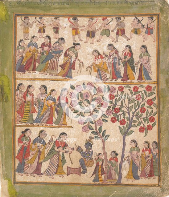 Yashoda Binds Krishna’s Hands: Page from a Dispersed Bhagavata Purana Manuscript , 1640-50. Creator: Unknown.