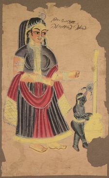 Yasoda and Krishna, 1800s. Creator: Unknown