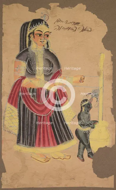 Yasoda and Krishna, 1800s. Creator: Unknown.