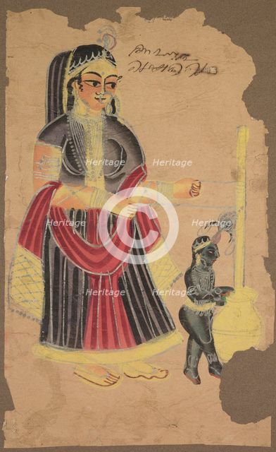 Yasoda and Krishna, 1800s. Creator: Unknown.