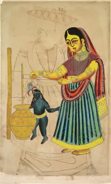 Yasoda Churning Butter, 1800s. Creator: Unknown