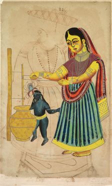 Yasoda Churning Butter, 1800s. Creator: Unknown