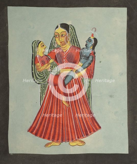 Yasoda Holding Krishna and Radha, 1800s. Creator: Unknown.