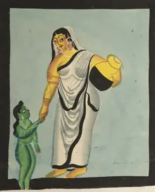 Yasoda Taking the Infant Krishna for a Walk, 1800s. Creator: Unknown