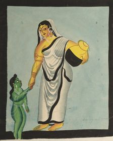 Yasoda Taking the Infant Krishna for a Walk, 1800s. Creator: Unknown