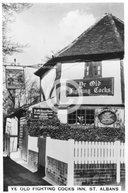 Ye Old Fighting Cocks Inn, St Albans, Hertfordshire, 1937. Artist: Unknown