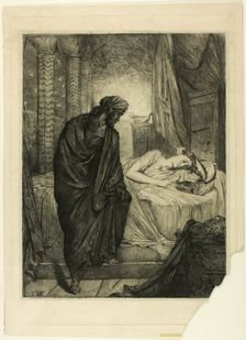 Yet She Must Die, plate eleven from Othello, 1844. Creator: Theodore Chasseriau