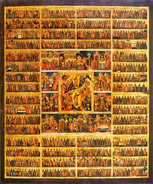 Year Calendar with the Scenes of the Passion of the Christ, second half of the 19th century. Creator: Russian icon