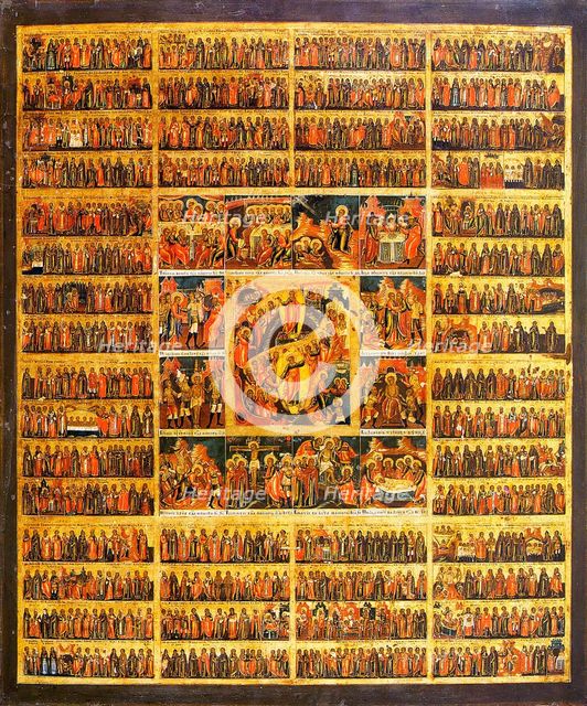 Year Calendar with the Scenes of the Passion of the Christ, second half of the 19th century. Creator: Russian icon.