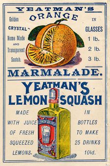 Yeatman's Orange Marmalade & Lemon Squash, 1910s